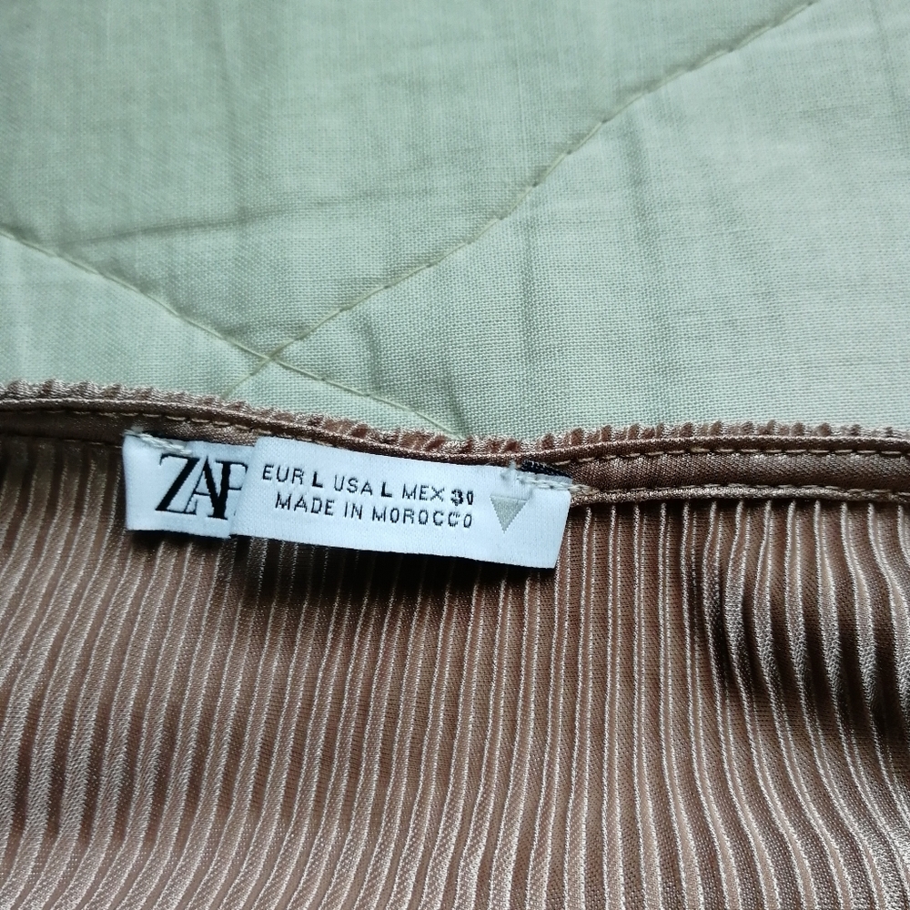 ZARA Taupe Pleated Wrap V-neck Top Large - Picture 5 of 16